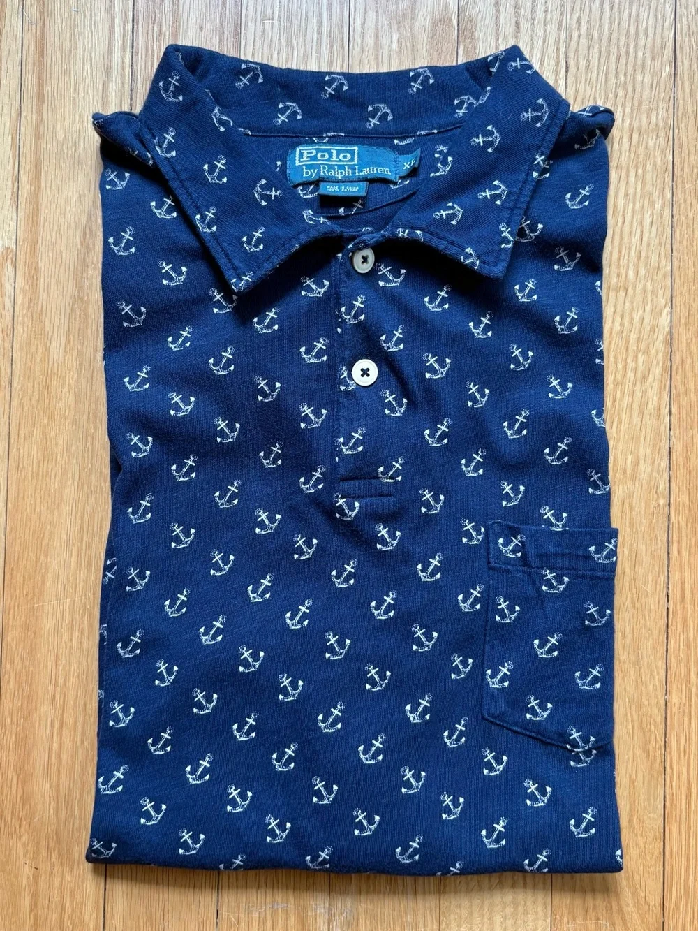 Polo Ralph Lauren Mens Short Sleeve Nautical Anchor Polo Shirt XL Blue